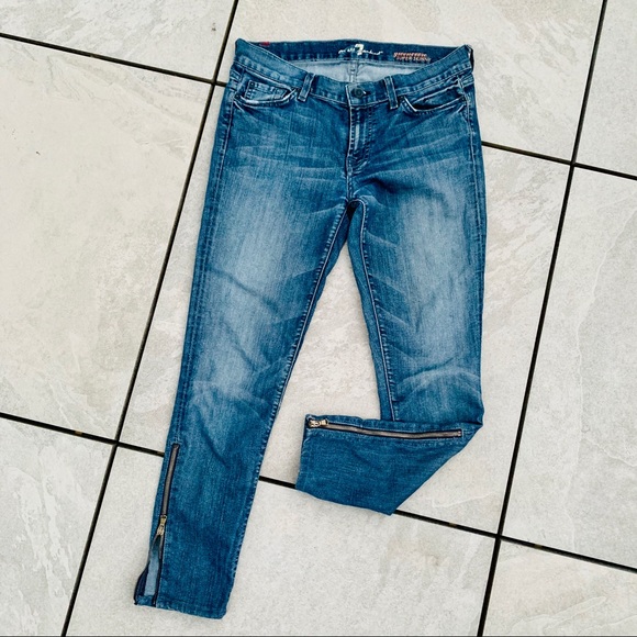 7 For All Mankind Denim - 7 FAM Gwenevere Ankle Super Skinny Dark Blue Jeans